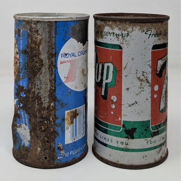 VTG Steel Soda Can Collection Coca Cola Diamond Coke Shasta RC 7up Distressed - Picture 8 of 16